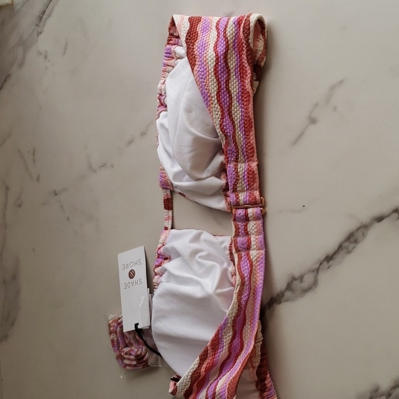 Shade & Shore Bandeau Pink Multi Stripe Convertible Bikini Top Size L (12-14) # - Picture 5 of 10
